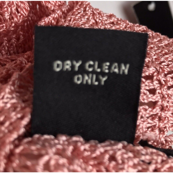 BCBG Max Azria Pink Sweater Crochet Knit Floral Long Sleeve Square Neck Medium - Picture 10 of 10